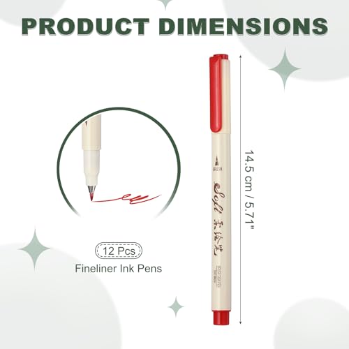 PATIKIL Fineliner Colored Pens, 12 Pcs Red Felt Brush Tip Fineliner Marker Waterproof Ink Watercolor Coloring Book Art Supplies Set for Artist Journaling Scrapbooking - color: Red