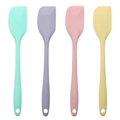 4 Pcs Silicone Spatula Set, Small Rubber Spatulas Silicone Heat Resistant Kitchen Tools for Flexible and Suitable for Kitchen Baking, Cooking, Stirring, and Scraping Seamless One Piece Design (4)