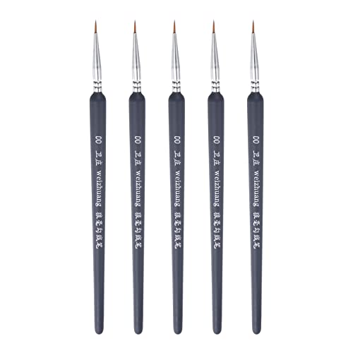 HARFINGTON 5pcs Detail Paint Brushes 7mm Pointed Tip 180mm Length Nylon Hair Miniature Painting Brush for Watercolor Oil Acrylic Painting(00#), Black - color: Black, size: 00# 7mm