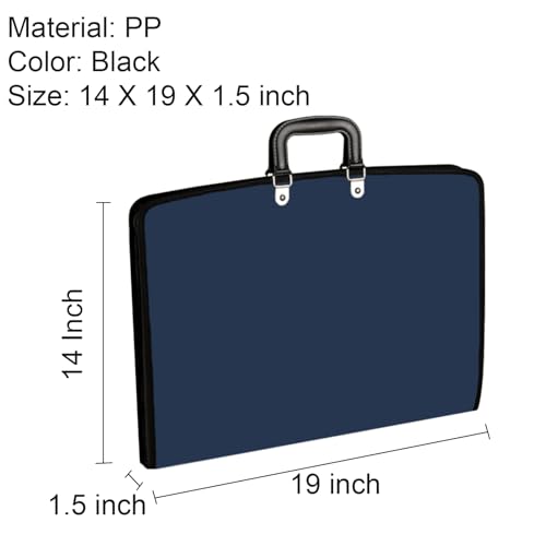 Acocony 11x17 Art Portfolio PP Material Blue Pack of 1 | 11x17 Art Portfolio Case with Zipper Closure Oxford Cloth Edge Waterproof - color: Blue