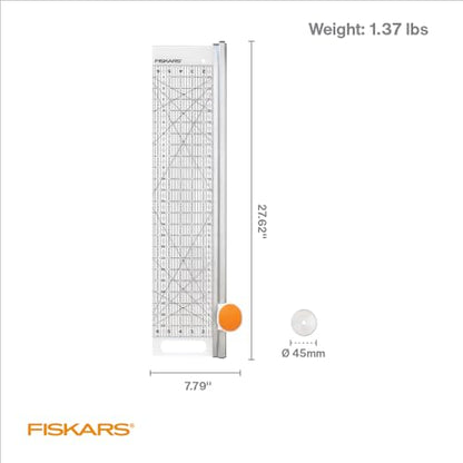 Fiskars Rotary Cutter and Ruler, Quilting Ruler, Rotary Cutter for Fabric, Built-In Measuring Grid & Spring-Action Blade, 24” x 6”, Gray/Clear - size: 24" x 6"