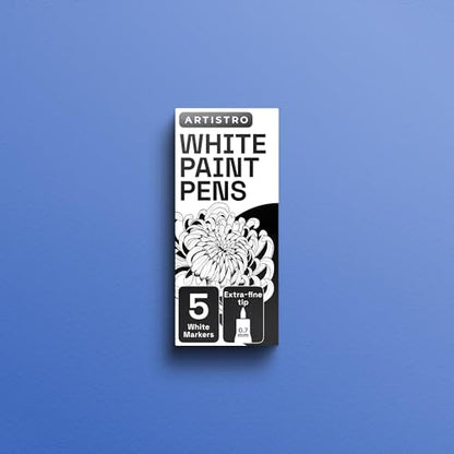 ARTISTRO White Paint Pens - Extra-Fine Tips - Set of 5 - color: White