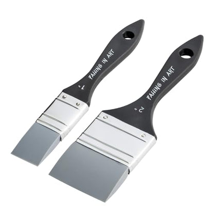 Falling in Art 2Pcs Silicone Paint Brush Set, Flat Shaped Painting Tool - size: 1''&2''