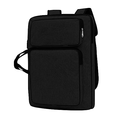 8K Artist Portfolio Case Art Backpack Drawing Board Bag Art Carrying Storage Bag Artist Portfolio Bag Adjustable Shoulder Straps Artist Travel Tote Bag for Drawing Painting Sketching Artwork Supplies - color: Dark black