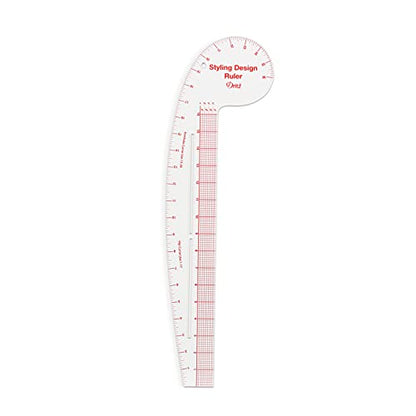 Dritz Styling Design Ruler, Curved and Straight Edge, Clear | For Sewing, Quilting, & Crafting Projects, 4-in-1 Ruler