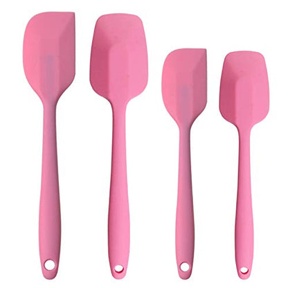 Silicone Spatulas Set, Rubber Spoon Spatula Heat Resistant Spoonula One Piece Design Seamless Spatula Non-Stick Scrapers Baking Mixing Tool (Pink) - color: Pink Set
