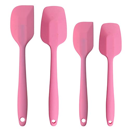 Silicone Spatulas Set, Rubber Spoon Spatula Heat Resistant Spoonula One Piece Design Seamless Spatula Non-Stick Scrapers Baking Mixing Tool (Pink) - color: Pink Set