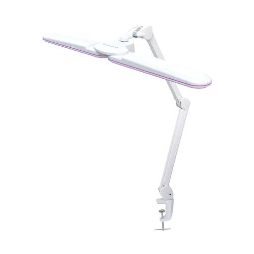 Neatfi Elite HD XL LED Desk Lamp | 3 Light Modes | Non-Polar Dimming | 17 Inches Wide | Eye-Caring Desk Light for Home Office, Drafting, Beauty Shop, Workbench (Pink Ring, CCT with Clamp) - color: Pink Ring