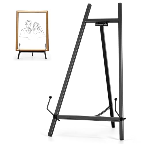 16.5" Metal Easel Stand for Sign – Elegant Table Top Easel for Display, Heavy Duty Tabletop Picture Easel Stand for Wedding Sign, Picture Frame, and Art (Black) - color: Black, size: 16.5 Inch