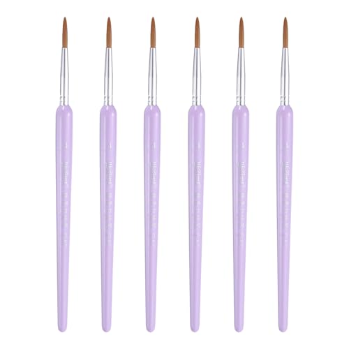 HARFINGTON 6pcs Detail Paint Brushes 17mm Pointed Tip Nylon Hair Miniature Painting Brush for Watercolor Oil Acrylic Painting(4#), Purple - color: Purple, size: 4# 17mm