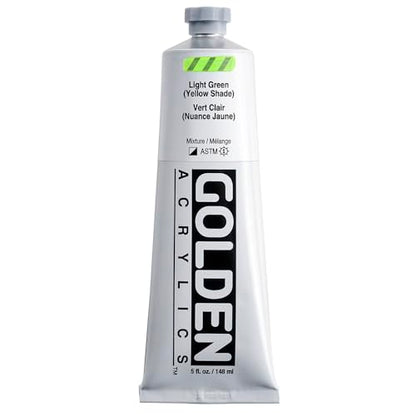 GOLDEN Heavy Body Acrylics, Light Green (Yellow Shade), 5 fl. oz. Tube | Artist grade acrylic paint with rich pigment load and a thick body that retains texture and toolmarks.