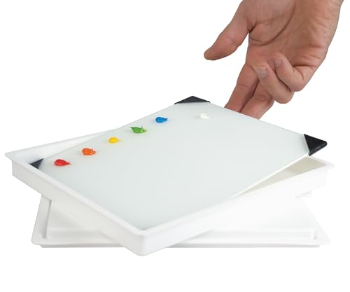 New Wave POSH Glass Paint Palette & Masterson Sta-Wet Handy Palette 6.75"x8.4" Set - Tempered Glass Palette for Painting & Airtight Sta-Wet Palette to Keep Paint Fresh - Made in USA (White) - color: White