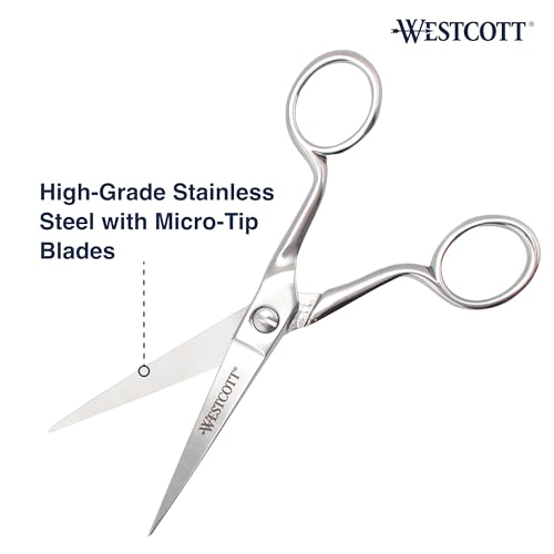 Westcott 6in Forged Paper and Fabric Scissors, Precision Scissors for Sewing and Crafts, Art, Office - size: 6-Inch Straight