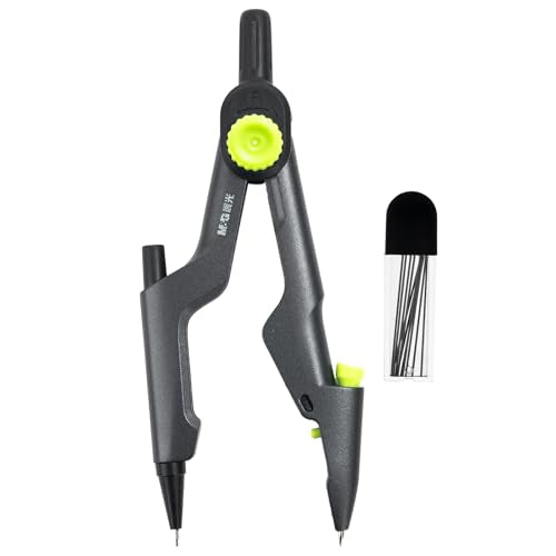 M&G Professional Metal Geometry Compass, 12.59 Inch Maximum Diameter, Lockable Distance & Safety Retractable Needle, Includes Extra Lead, Ideal for Drafting & Drawing - style: Upgraded