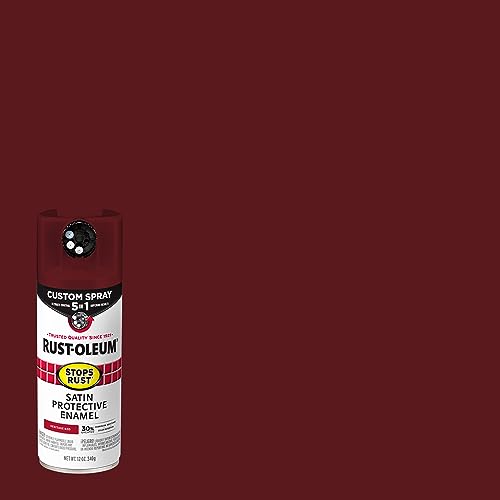 Rust-Oleum Stops Rust Custom 5-in-1 Spray Paint, Satin Heritage Red - color: Satin Heritage Red, size: 12 Ounce (Pack of 1)