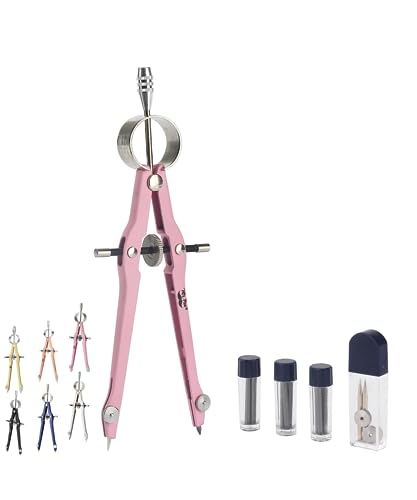 Mr. Pen- Professional Compass for Geometry, Extra Lead | Metal Compass Drawing Tool for Students, Drafting and Engineering, Technical Drawings, Circles and Geometry Projects - color: Pink