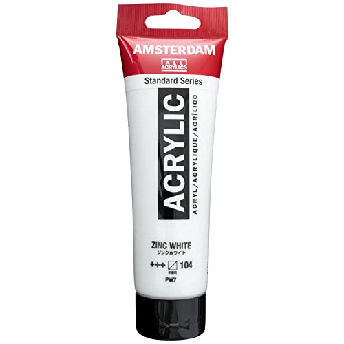 Amsterdam Standard Series Acrylic Paint Tube, Zinc White, 4 fl oz | Acrylic Paint with Non-Fading Pigment, Quick Drying Time, Uniform Finish, Water-Based Formula
