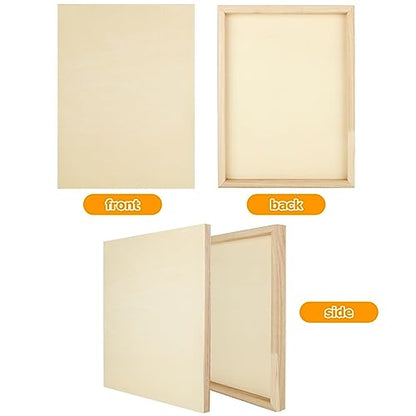 6 Pack Unfinished Wood Canvas Panels for Painting 12 x 16 Inch Craft Wood Board, 3/4’’ Deep Cradle Boards for Painting, Pouring, Arts, Crafts, Paints and More