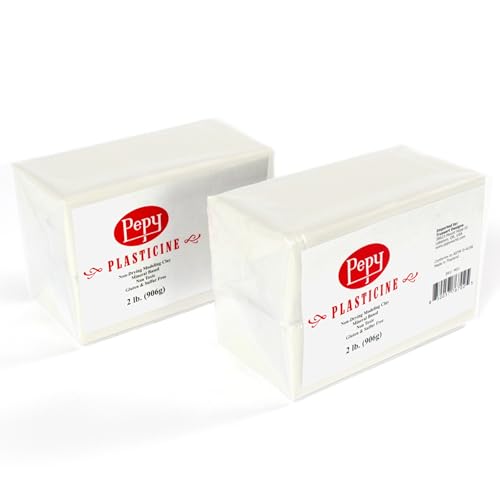 Pepy Reusable and Non-Drying Oil-Based Plasticine Modeling Clay, White, 4 Pounds, Sulfur-Free & Non-Toxic, Great for Kids, Beginners, and Artists, Perfect for Arts and Crafts Projects