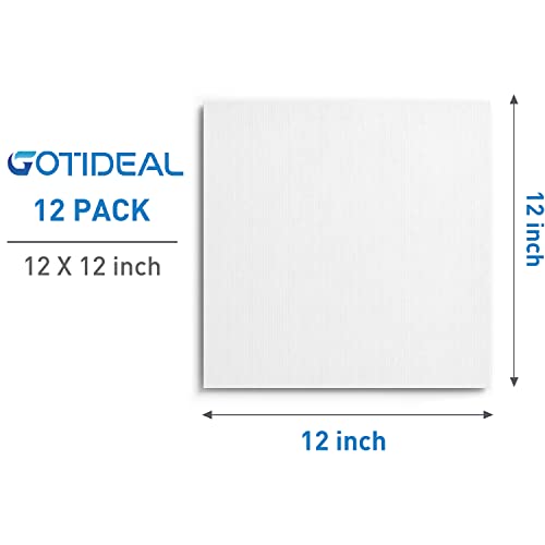 GOTIDEAL Canvases for Painting, 12x12 inch of 12 Pack, 100% Cotton - size: 12"x12"
