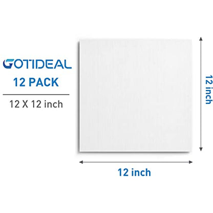 GOTIDEAL Canvases for Painting, 12x12 inch of 12 Pack, 100% Cotton - size: 12"x12"