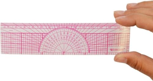 Westcott Engineers' Protractor Ruler, Dual-Scales Cm and Tenths-Inch, Back-to-School, School Supplies, Classroom Supplies, 6-Inch - size: 1 Count (Pack of 1)
