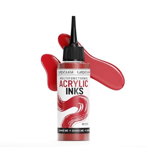 Acrylic Inks for Artists - Cool Red Acrylic Ink, 3.38 Fl Oz (100 ml) | Highly Concentrated, Multifunctional Liquid Acrylic Paint - color: Cool Red
