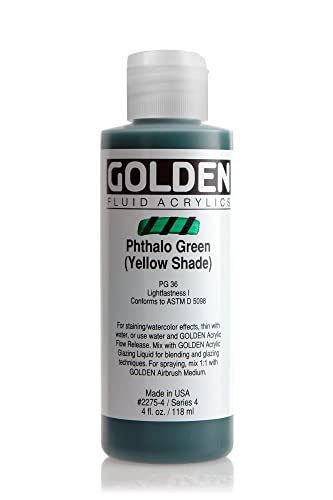 Golden Fluid Acrylics - Pthalo Green (Yellow Shade) - 4 oz Bottle