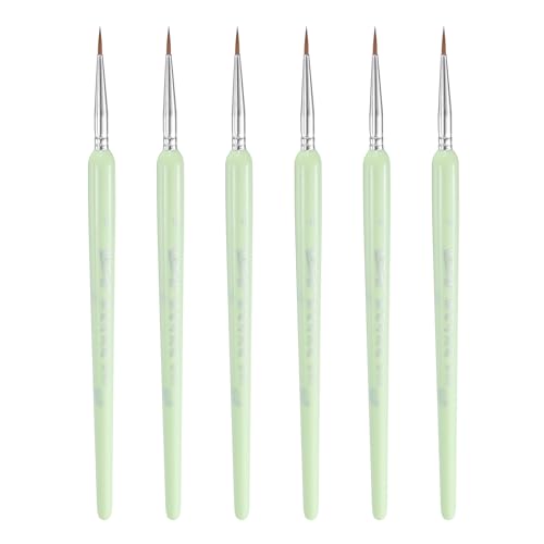 HARFINGTON 6pcs Detail Paint Brushes 10mm Pointed Tip Nylon Hair Miniature Painting Brush for Watercolor Oil Acrylic Painting(1#), Green - color: Green, size: 1# 10mm