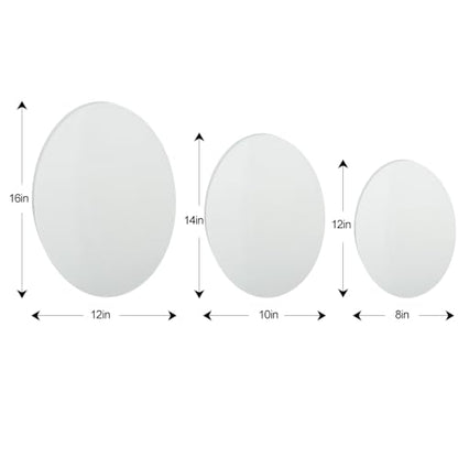 TRANSON 3 Sizes Oval Shaped Stretched Canvas Primed Ready for Painting - size: Oval 3PCS