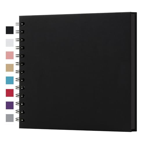 potricher 7 x 7 Inch Small DIY Scrapbook Photo Album 40 Pages, Black - color: Black, size: 7 Inch 40 Pages