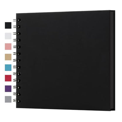 potricher 7 x 7 Inch Small DIY Scrapbook Photo Album 40 Pages, Black - color: Black, size: 7 Inch 40 Pages