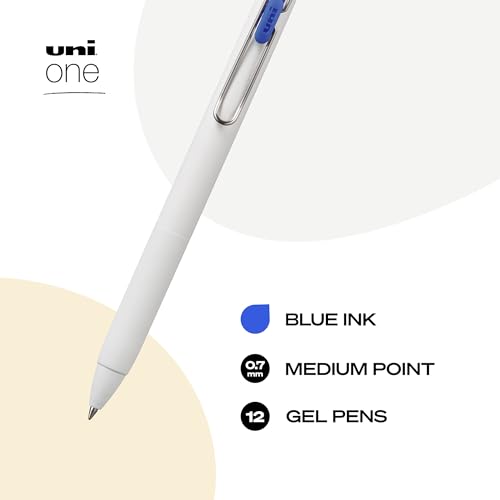 uniball™ one Retractable Gel Pens, Medium Point (0.7mm), Blue Ink, 12 Pack - color: Blue, size: 1 Count (Pack of 12), style: Medium