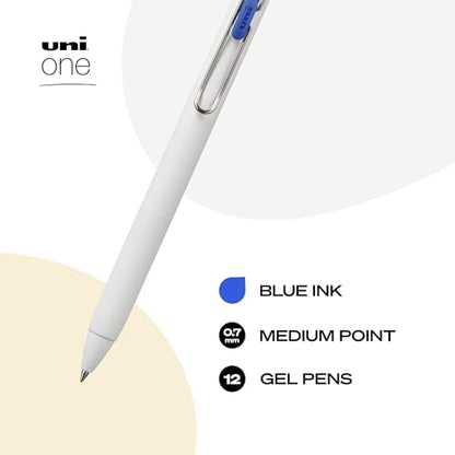 uniball™ one Retractable Gel Pens, Medium Point (0.7mm), Blue Ink, 12 Pack - color: Blue, size: 1 Count (Pack of 12), style: Medium