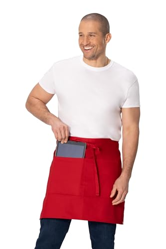 Chef Works Unisex Half Bistro Server Apron - color: Red