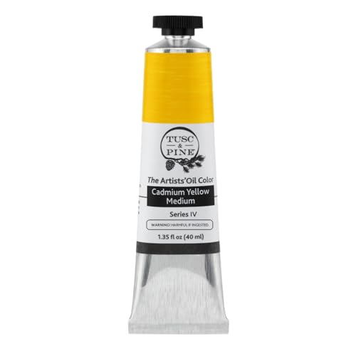 Tusc & Pine Artist Oil Paint - Cadmium Yellow Medium, 40 ml, Non-Yellowing, Rich & Creamy Consistency, Maximum Pigment Load, Small Batch Milled Oil Paints Made in the USA - color: Cadmium Yellow Medium, size: 1.35 Fl Oz (Pack of 1)