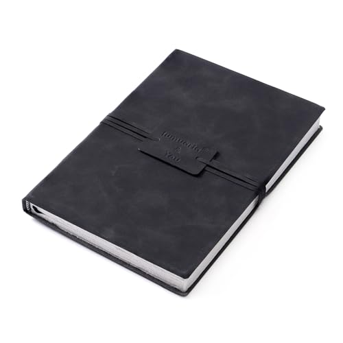 tumuarta Deckle Edge Watercolor Paper Sketchbook, 100% Cotton Vintage Leather Journal, 140 Lb, 300 GSM, 24 Sheets Handmade Diary for Mixed Media Techniques. (Black, 7.5"x5") - color: black, size: 7.5"x5"