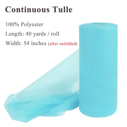 Soft Blue Tulle Fabric Roll 54 Inch x 40 Yards Tulle Ribbon - color: Soft Blue, size: 54 Inch X 40 Yards