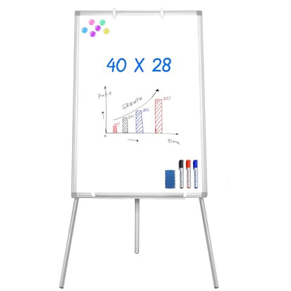 Maxtek Easel Whiteboard 40 x 28 in, Stand Tripod with Height Adjustable | Magnetic Dry Erase Surface, Flipchart Stand, Portable Tripod Easel for Office, Teaching, Home and Classroom - style: 40x28 White