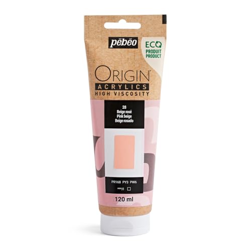 PEBEO Origin Acrylics 120ml Matte Acrylic Paint, Pink Beige | Soft rosy neutral for portrait warmth and quiet palettes - matte high-viscosity acrylic that holds its texture. - color: Pink Beige