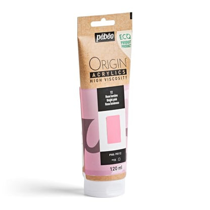 PEBEO Origin Acrylics 120ml Matte Acrylic Paint, Bright Pink | Warm playful pink in matte heavy-body acrylic - impasto texture and easy brushwork on canvas; made in France. - color: Bright Pink