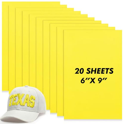 Innconee 20 Pcs 3mm Embroidery Foam EVA Foam Sheets for 3D Embroidery Arts and Crafts, DIY Projects, Hand Sewing, Quilting, Hats, Cosplay Costumes, Pillows (Yellow,6 x 9 Inch) - color: Yellow, size: 6 x 9 Inch