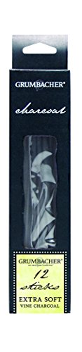 Grumbacher Vine Charcoal, Extra Soft, 12/Pk - color: Black, size: 12-Pack, style: Extra Soft