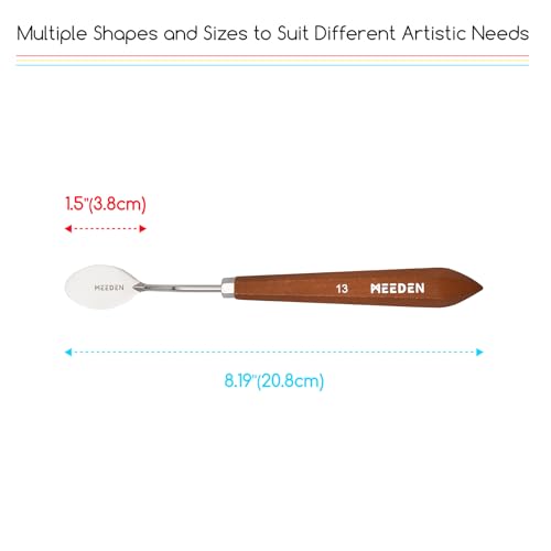 MEEDEN Artist Stainless Steel Palette Knife: 8.07" Flexible Art Spatula Painting Knife with Wood Handle for Studio, Wall Art, Home Décor, #13 - style: #13