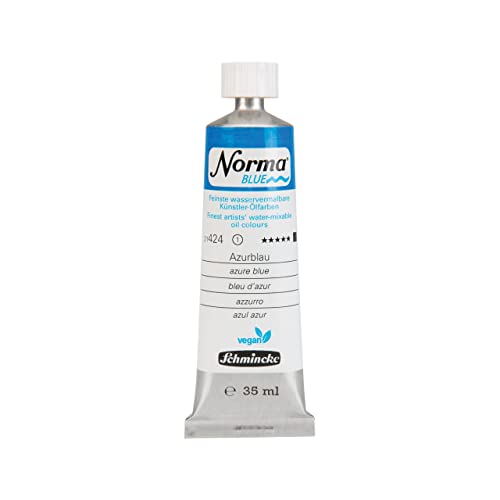 Schmincke - NORMA® Blue, 21424009, finest water-based artists' oil colors, highly pigmented, lightfast, vegan, Azure blue, 35 ml - color: 424 azure blue