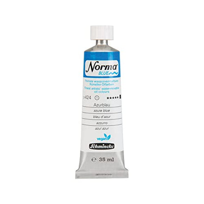Schmincke - NORMA® Blue, 21424009, finest water-based artists' oil colors, highly pigmented, lightfast, vegan, Azure blue, 35 ml - color: 424 azure blue