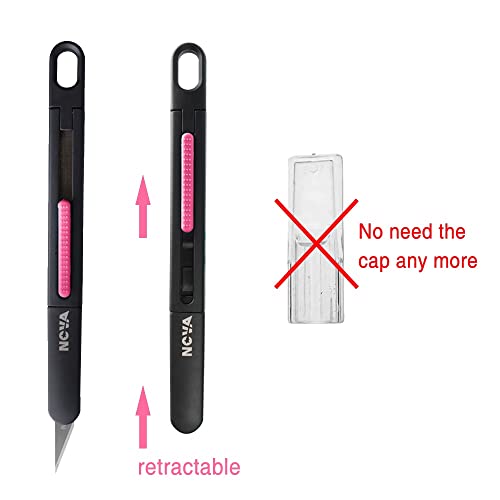Nova Precision Craft & Hobby Knife, Premium Safety Cutter for Trimming, Vinyl Weeding and Art, Innovative Flat Design for a Better Use, Retractable #11 Fine Point Blade, Super Slim and Safe (Pink) - color: Pink