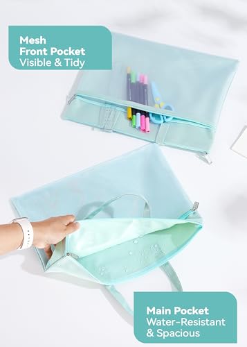 SortRax Large Zipper Pouch with Handle, Fits Letter and A4, Green - color: Green