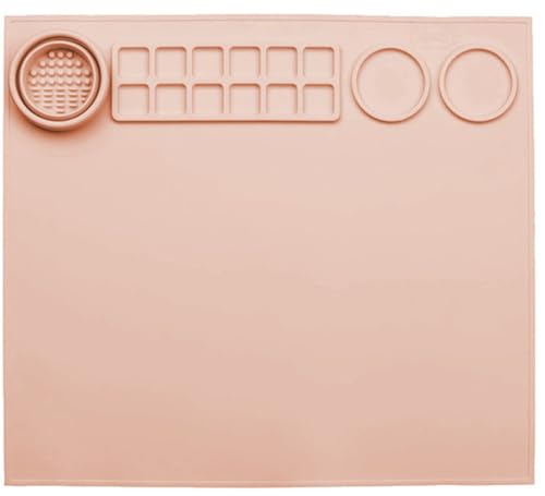 Silicone Painting Mat Art Mat with Cup Craft Paint Brush Cleaner Tool Artist for Kids Gift Clay DIY Creations Paint Tray Palette Craft Mats to Protect Table for Work Art Supplies (Orange) - color: Orange