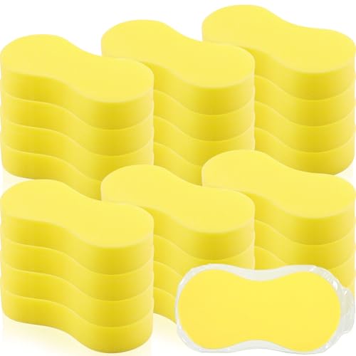 Vesici 24 Pack Large Sponges Bulk Multi-Purpose Extra Large Sponge for Washing Cars Field Day Water Games Household Cleaning Car Boat Bike Kitchen Bathroom Vacuum Compressed Packing (Bright Yellow) - color: Bright Yellow